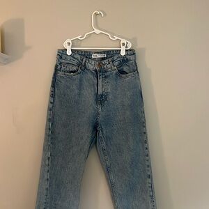light/medium wash straight leg zara jeans